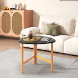 Triangle Coffee Table Oval Coffee Table with Metal Legs Industrial Center Table