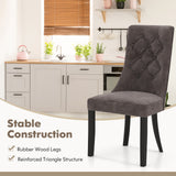Tufted Dining Chairs Set of 2 with High Backrest and Padded Seat-Gray