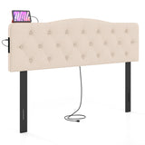 Tufted Upholstered Head Board for Queen and Full Size Bed with 2 AC Outlets