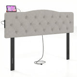 Tufted Upholstered Head Board for Queen and Full Size Bed with 2 AC Outlets