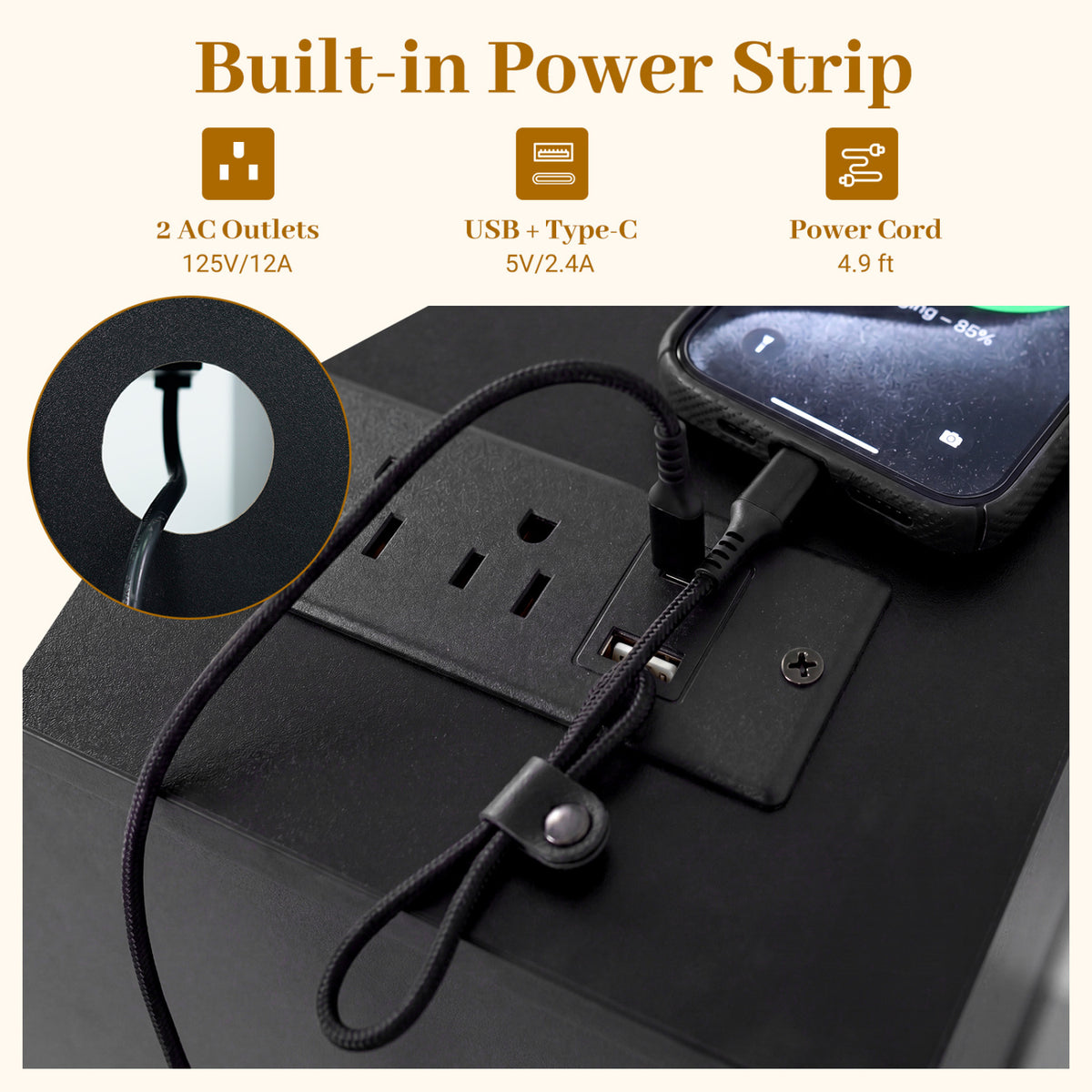 Turntable Record Player Stand with Power Outlets