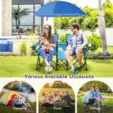 Portable Folding Picnic Double Chair with Umbrella