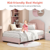 Twin Bed Frame with Height-Adjustable Headboard and Sturdy Wooden Slats