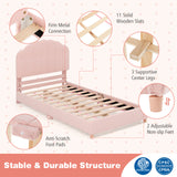 Twin Bed Frame with Height-Adjustable Headboard and Sturdy Wooden Slats