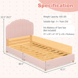 Twin Bed Frame with Height-Adjustable Headboard and Sturdy Wooden Slats