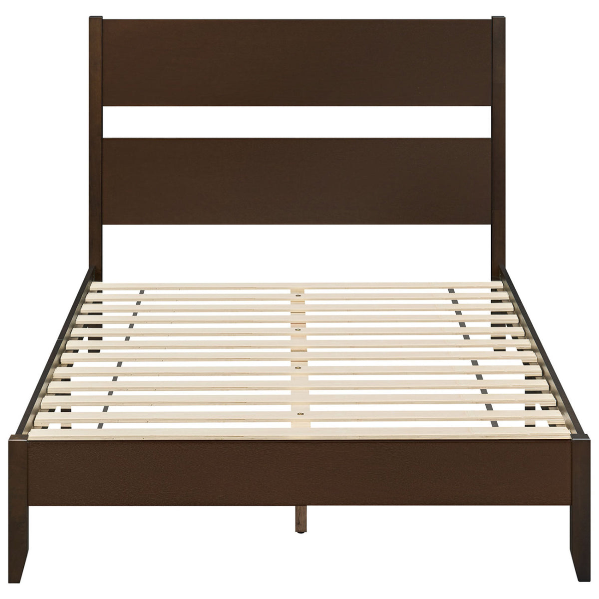 Full Bed Frame with Headboad and Solid Wood Legs 12 Slats