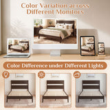 Full Bed Frame with Headboad and Solid Wood Legs 12 Slats