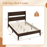 Full Bed Frame with Headboad and Solid Wood Legs 12 Slats