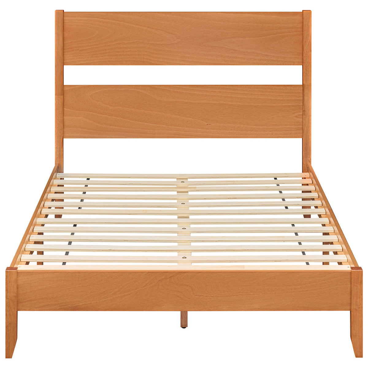 Full Bed Frame with Headboad and Solid Wood Legs 12 Slats
