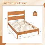 Full Bed Frame with Headboad and Solid Wood Legs 12 Slats