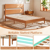 Full Bed Frame with Headboad and Solid Wood Legs 12 Slats