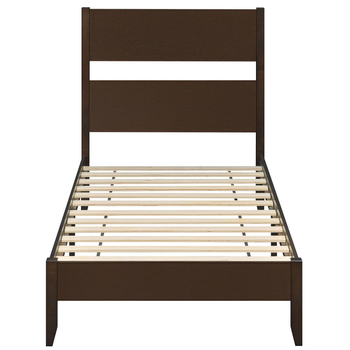 Twin Bed Frame with Headboard with Solid Wood Legs 12 Slats