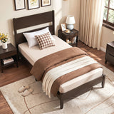 Twin Bed Frame with Headboard with Solid Wood Legs 12 Slats