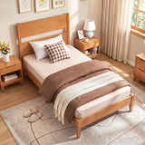 Twin Bed Frame with Headboard with Solid Wood Legs 12 Slats