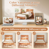 Twin Bed Frame with Headboard with Solid Wood Legs 12 Slats