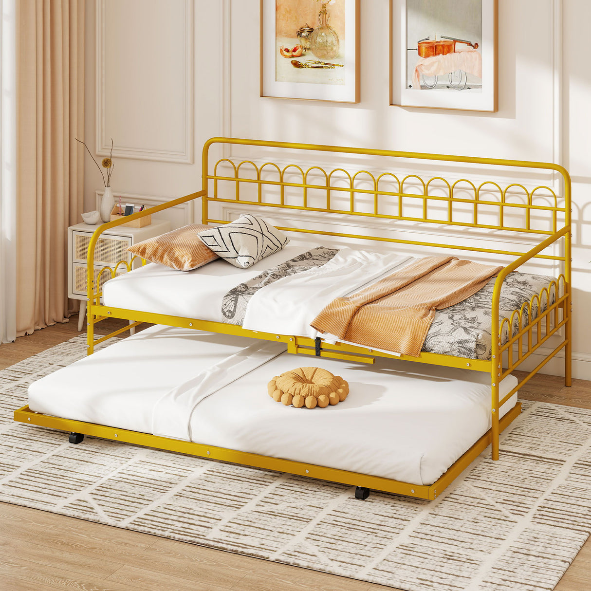 Twin Daybed with Curved Backrest and Armrests