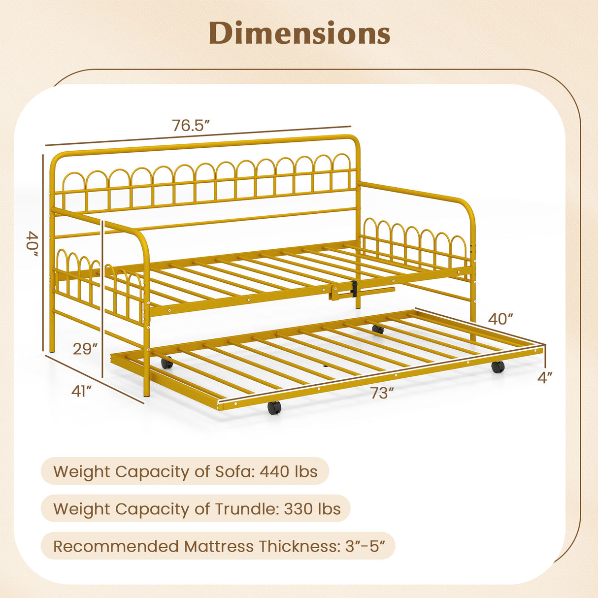 Twin Daybed with Curved Backrest and Armrests