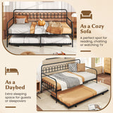 Twin Daybed with Curved Backrest and Armrests