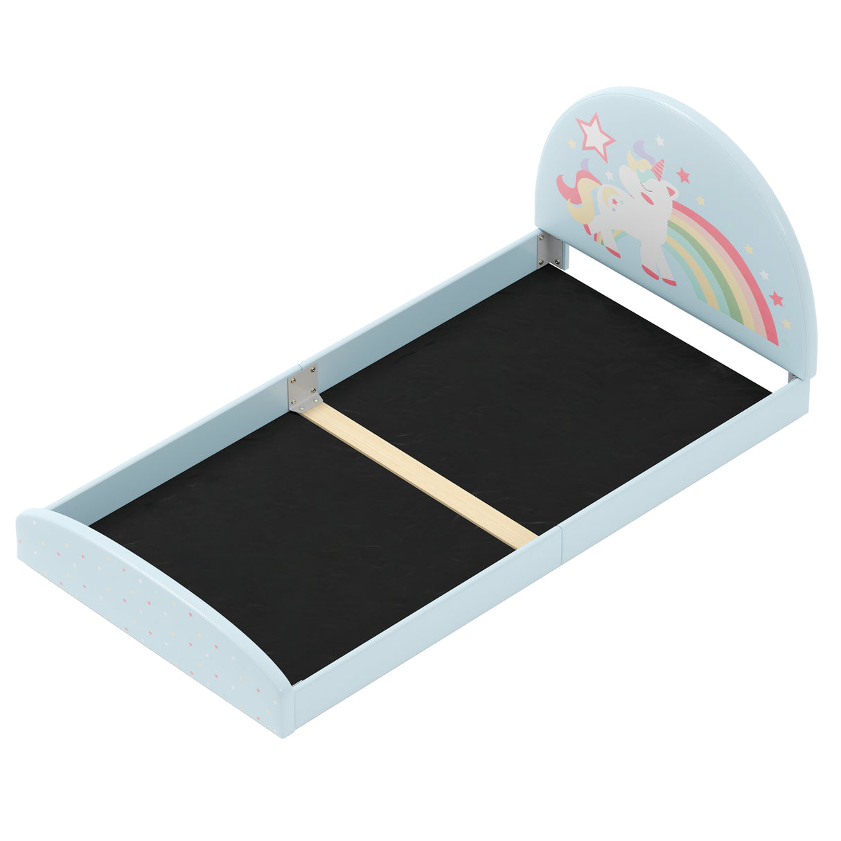 Twin Floor Bed Frame Upholstered Twin Size Kids Floor Bed with 210D Oxford Cloth Floor Mat