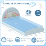 Twin Floor Bed Frame Upholstered Twin Size Kids Floor Bed with 210D Oxford Cloth Floor Mat