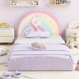 Twin Floor Bed Frame Upholstered Twin Size Kids Floor Bed with 210D Oxford Cloth Floor Mat