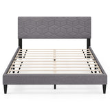 Twin/Full/Queen Size Bed Frame Modern Platform Bed with Linen Fabric Upholstered Headboard