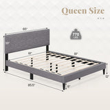 Twin/Full/Queen Size Bed Frame Modern Platform Bed with Linen Fabric Upholstered Headboard