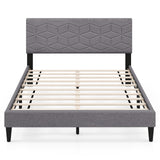 Twin/Full/Queen Size Bed Frame Modern Platform Bed with Linen Fabric Upholstered Headboard
