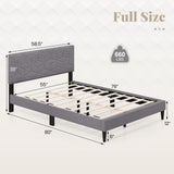 Twin/Full/Queen Size Bed Frame Modern Platform Bed with Linen Fabric Upholstered Headboard