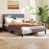 Twin/Full/Queen Size Bed Frame Modern Platform Bed with Linen Fabric Upholstered Headboard