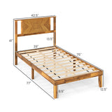 Twin/Full/Queen Size Bed Frame Mid-Century Acacia Wood Platform Bed with Headboard