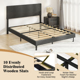 Full Size Velvet Bed Frame Upholstered Platform Bed with Chevron Headboard Gray