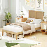 Twin/Full/Queen Size Bed Frame with Rattan Headboard