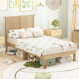 Twin/Full/Queen Size Bed Frame with Rattan Headboard