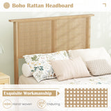 Twin/Full/Queen Size Bed Frame with Rattan Headboard