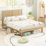 Twin/Full/Queen Size Bed Frame with Rattan Headboard