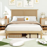 Twin/Full/Queen Size Bed Frame with Rattan Headboard