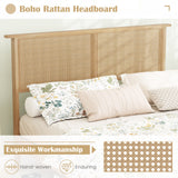 Twin/Full/Queen Size Bed Frame with Rattan Headboard