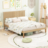 Twin/Full/Queen Size Bed Frame with Rattan Headboard