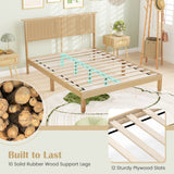 Twin/Full/Queen Size Bed Frame with Rattan Headboard
