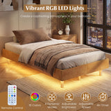 Twin/Full/Queen Size Floating Bed Frame with LED Lights for Bedroom