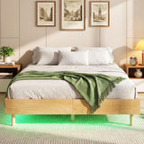 Twin/Full/Queen Size Floating Bed Frame with LED Lights for Bedroom