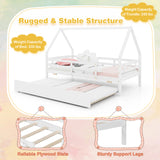 Twin House Bed with Trundle and Fence Rail