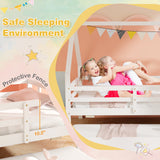 Twin House Bed with Trundle and Fence Rail