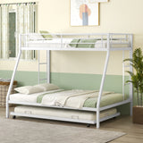 Twin Over Full Bunk Bed Frame with Trundle for Guest Room