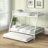 Twin Over Full Bunk Bed Frame with Trundle for Guest Room