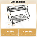 Twin Over Full Bunk Bed with Ladder and Full-length Guardrails