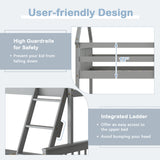 Twin Over Full House Bunk Bed with Ladder and Guardrails
