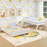 Twin Over Full Low Bunk Bed with Reversible Ladder