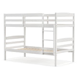 Solid Wood Twin Over Twin Bunk Bed Frame with High Guardrails and Integrated Ladder